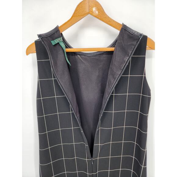 Lauren Ralph Lauren Black and White Plaid Sleeveless Shift Dress Women’s Size 6 - Picture 4 of 9